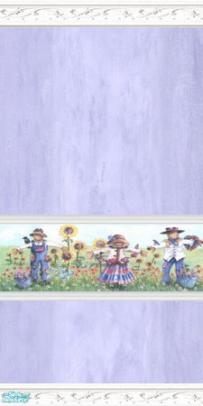 Sims 2 — Scarecrows liliac by devilishdawn — A border with scarecrows on a lilac paper