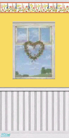 Sims 2 — Eggnog Blossom Window Heart by darci321 — The simplicity of the wicker heart on a white window accenting the