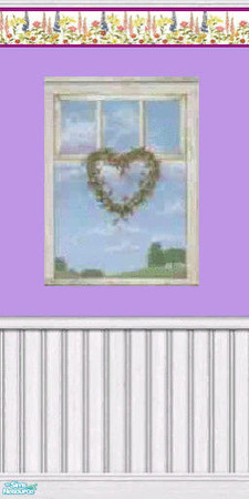 Sims 2 — Blossom Purple Window Heart by darci321 — The simplicity of the wicker heart on a white window accenting the