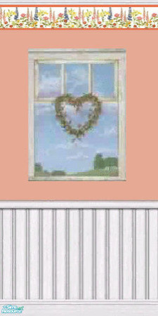 Sims 2 — Salmon Tangerine Window Heart by darci321 — The simplicity of the wicker heart on a white window accenting the