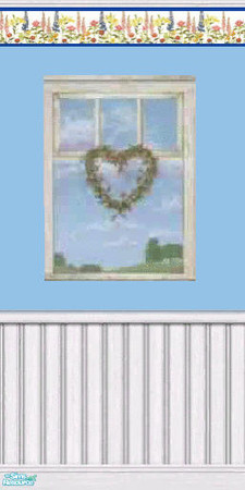 Sims 2 — Blu Blossom Window Heart by darci321 — The simplicity of the wicker heart on a white window accenting the