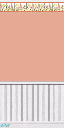 Sims 2 — Salmon Tangerine and Blossoms by darci321 — The simplicity of a colorful floral border on a salmon painted wall