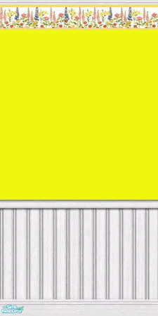 Sims 2 — Lemon and Blossoms by darci321 — The simplicity of a colorful floral border on a yellow painted wall accenting