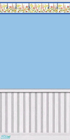 Sims 2 — Blu and Blossoms by darci321 — The simplicity of a colorful floral border on a blue painted wall accenting the