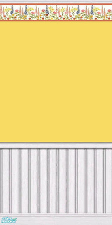 Sims 2 — Eggnog and Blossoms by darci321 — The simplicity of a colorful floral border on a gold yellow painted wall