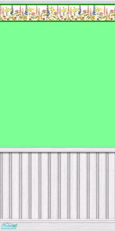 Sims 2 — Green and Blossoms by darci321 — The simplicity of a colorful floral border on a green painted wall accenting