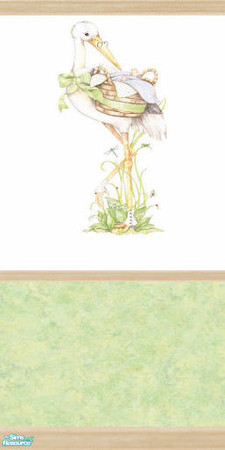 Sims 2 — Stork 1 by devilishdawn — A paper with a special delivery in green