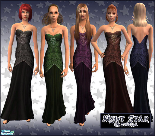 Sims 2 — Night Star by zvaella — A formal dress with necklace for women sims, in five colors. Enjoy! :)