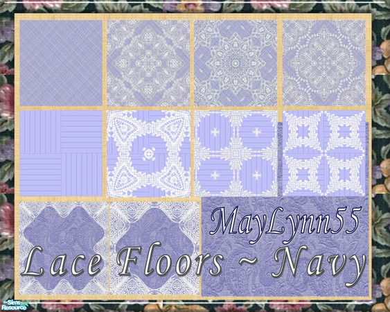 Sims 2 — Lace Floors - Navy by maylynn55 — These floors are all navy with all of the same backgrounds used in the wall