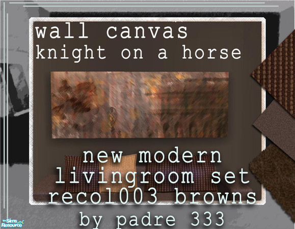 Sims 2 — Cleo Livingroom - knight on a horse by Padre — Recolour of the New Modern Livingroom set. In shades of brown.