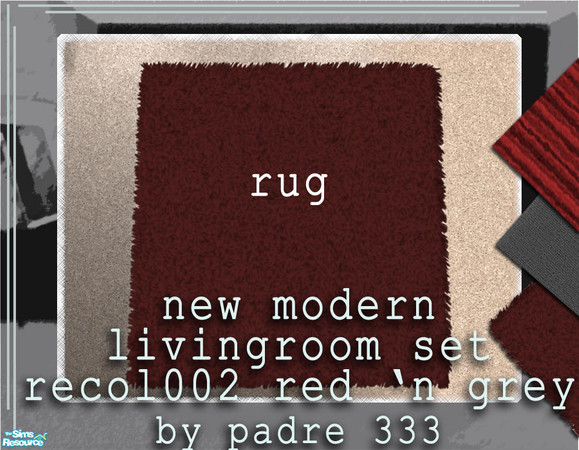 Sims 2 — Forest Fire - Rug by Padre — REcolour of the New Modern Livingroom Set. Red Rug.