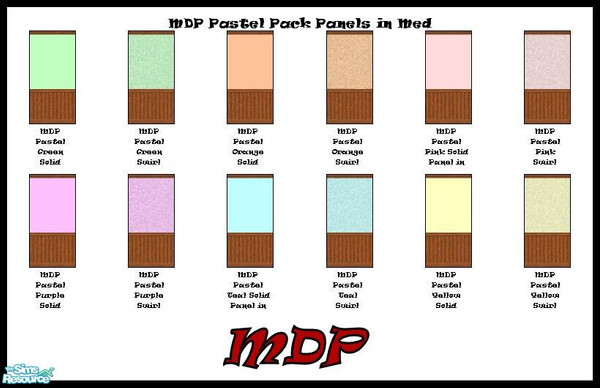 Sims 2 — MDP Pastel Pack Panels in Medium by MelandStv — There are 12 colourful walls in this set. They are part of my