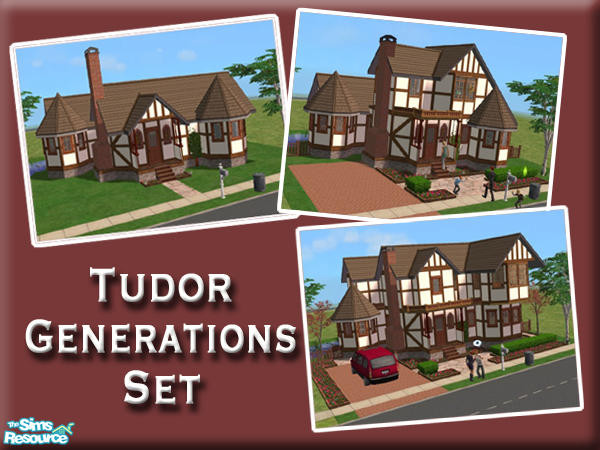Sims 2 — Tudor Cottage (Generation Set) by Tigerblue — A set of five generations of a Tudor Cottage, based on LadyGaia\'s