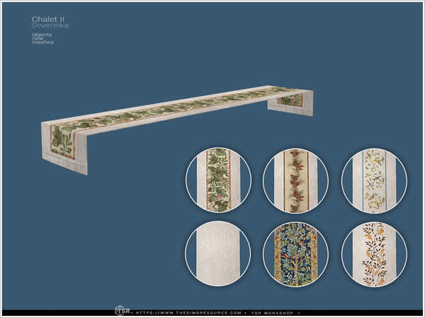 Sims 4 — Chalet II - tablecloth long by Severinka_ — A set of furniture and decor for decorating a dining room in a