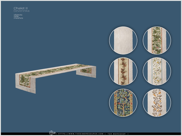 Sims 4 — Chalet II - tablecloth short by Severinka_ — A set of furniture and decor for decorating a dining room in a