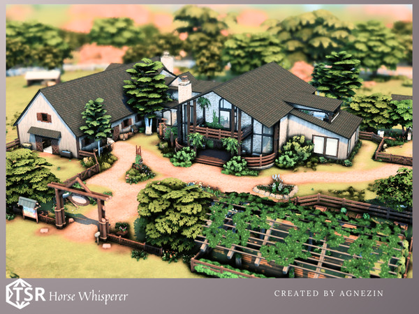 Sims 4 — Horse  Whisperer by Agnezin — A large ranch for a family with children. The stable has several stalls for