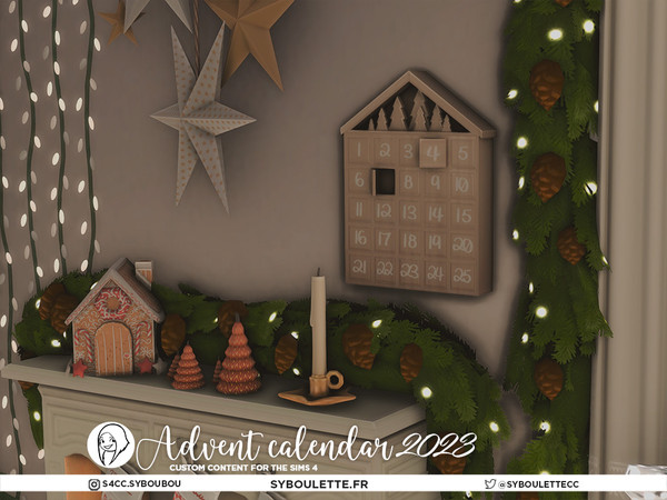 Sims 4 — Advent Calendar 2023 - Light garland (tall) by Syboubou — This year, my followers voted for a holiday themed