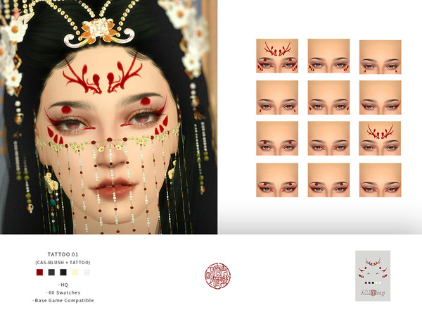 Sims 4 — [ALFGray] Tattoo 01-1(CAS-Blush).package by alfgray — Tattoo 01