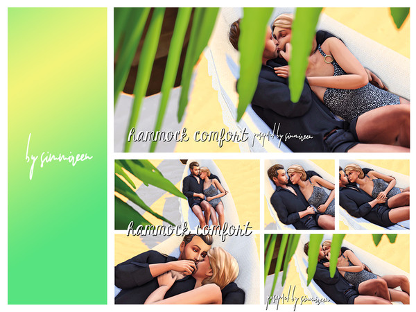 Sims 4 — [simmireen] hammock comfort by simmireen — 5 comforting couple poses for in a hammock Place two teleporter