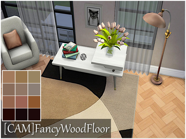 Sims 4 — Fancy Wood Floor Set by coll22 — An intricate parquet wood floor.