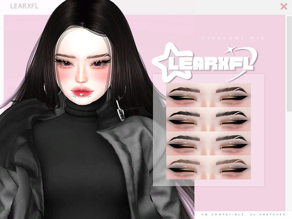 Sims 4 — [Learxfl] Eyebrows N12 HQ by Learxfl — 24 swatches , HQ and BGC . Standalone item with thumbnail.
