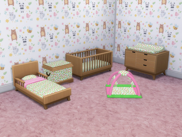 Sims 4 — Spring Flowers Changing Table [Chicchatter87] by chicchatter872 — Recolored Nursery Set with a spring flower