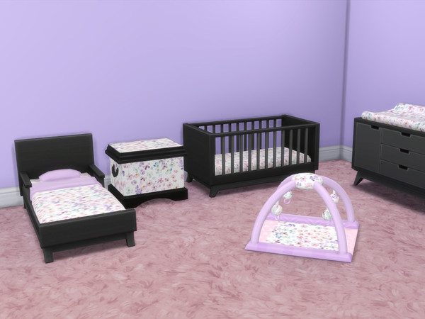 Sims 4 — Spring Flowers Playmat [Chicchatter87] by chicchatter872 — Recolored Nursery Set with a spring flower theme