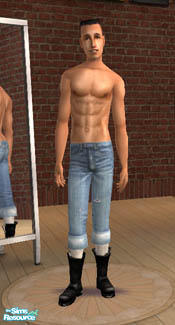 The Sims Resource - Shirtless lite blue jeans with boots.