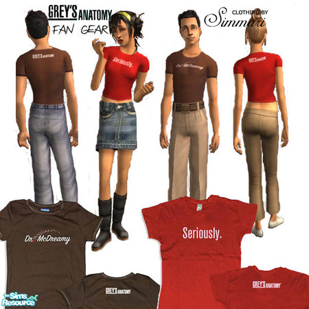 Sims 2 — Grey's Anatomy Fan Gear by Simmari — While we're waiting for season 3 to start, your sims can wear this Grey's