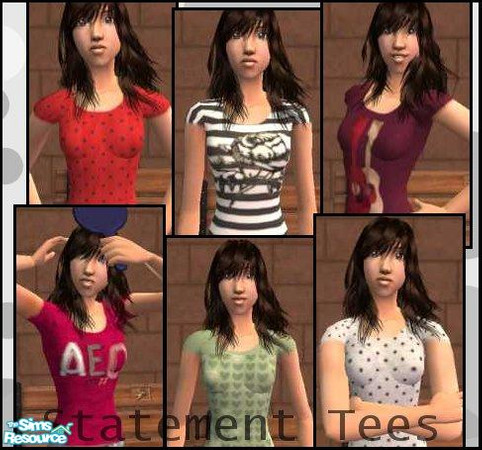 Sims 2 — Statement Tees Collection by HerIntuition — Here is a collection of 6 tee-shirts by Self Esteem, American Eagle