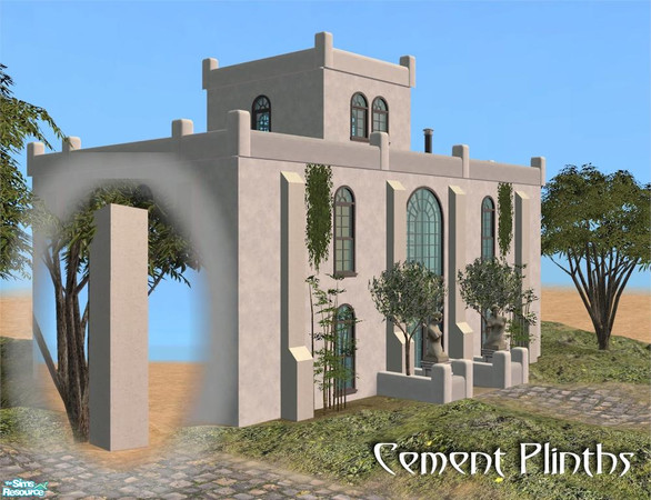 Sims 2 — Tall Double Square by Cyclonesue — Recolour in cement. To place one plinth on top of another, you'll need to use
