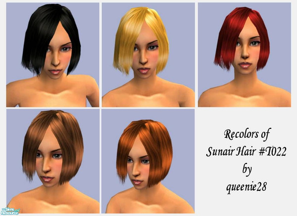 Sims 2 — Recolors of Sunair Hair T022 by queenie28 — UPDATED! HAIR IS NOW BINNED. These are recolors of one of Sunair's
