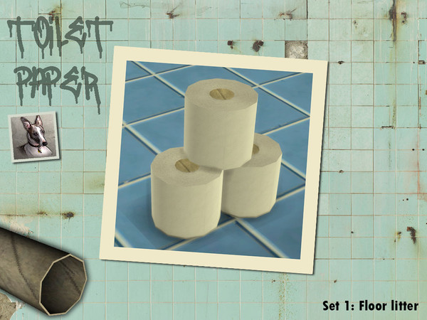 Sims 4 — Three toilet rolls by Cyclonesue — Stacked neatly for added toilet reassurance. In two colours.