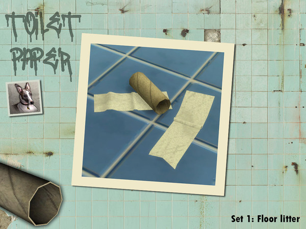 Sims 4 — Toilet paper litter 1 by Cyclonesue — Litter for your least favourite bathrooms!