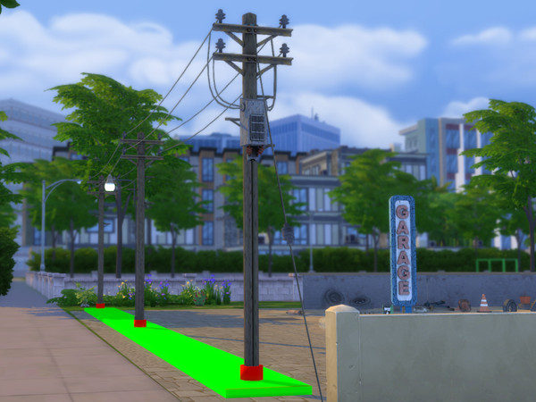 Sims 4 — Telegraph Pole Planning Tool by Cyclonesue — This template is effectively a rug. The red circles mark the