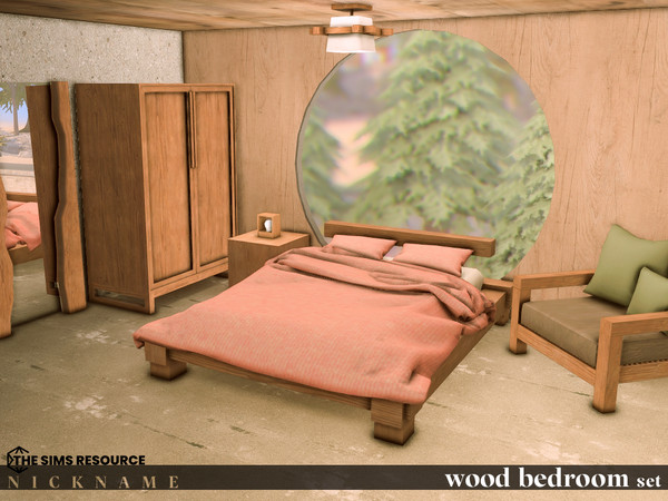 Sims 4 — wood bedroom set_mirror by NICKNAME_sims4 — wood bedroom set 10 package files. wood bedroom set_double bed