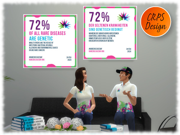 Sims 4 — rdd painting 72% are genetic by Stephanie_Mey1991 — 10 Rare Disease Day infographics. Each picture consists of