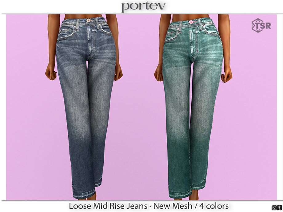 The Sims Resource - Loose Mid Rise Jeans