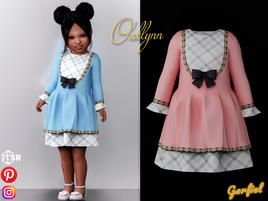 The Sims Resource - Oaklynn - Cute plaid dress with a bow