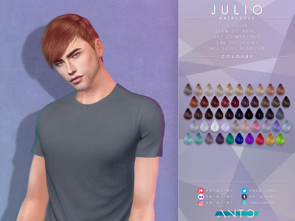 Sims 4 — Julio Hairstyle [Patreon] by Anto — Pixie hair cut for guys. Thank you so much for downloading my hairstyle.