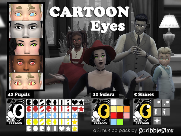 Sims 4 — Scribblesims_Cartoon sclera_Nondefault.package by ScribbleSims — My first CC pack! Let me know if you encounter