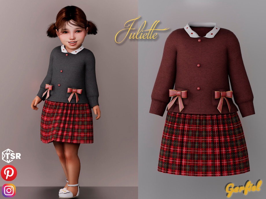The Sims Resource - Juliette - Cute outfit with tartan skirt