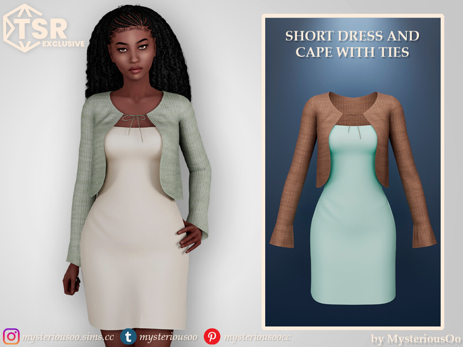 The Sims Resource - Short dress and cape with ties