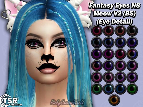 Sims 4 — Fantasy Eyes N8 - Meow V2 Black Sclera (Eye Detail) by PinkyCustomWorld — Beautiful fantasy eyes for your