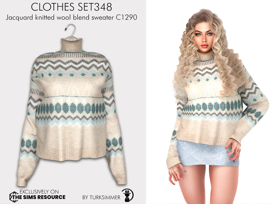 The Sims Resource - Clothes SET348 - Jacquard knitted wool blend ...