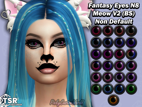 Sims 4 — Fantasy Eyes N8 - Meow V2 Black Sclera (Non Default) by PinkyCustomWorld — Beautiful fantasy eyes for your