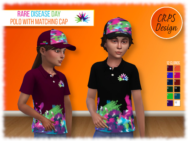 Sims 4 — RDD 24 Kids shirts with matching cap by Stephanie_Mey1991 — This set consists of a children's polo shirt and