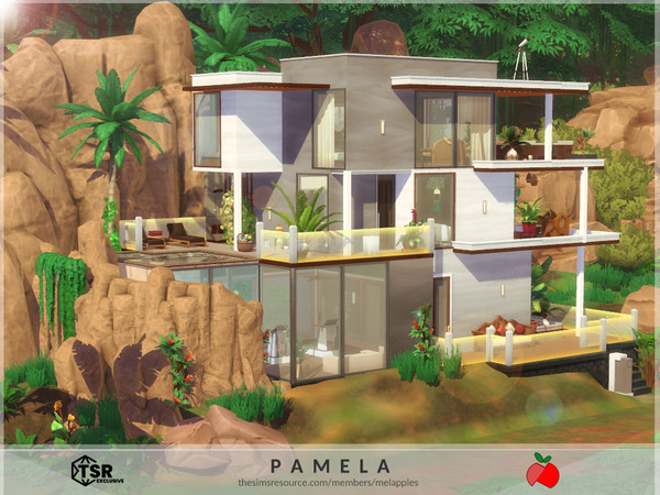 Sims 4 — Pamela by melapples — a house designed for a couple on vacation or honeymoon.