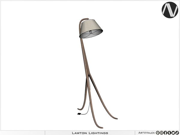 Sims 4 — Lawton Floor Lamp by ArtVitalex — [ArtVitalex] Lawton Ceiling Lamp With Curved Loop Tall