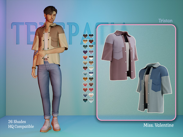 Sims 4 — Tristan Top by MissValentine142 — Open two tones shirt with tank top underneath.